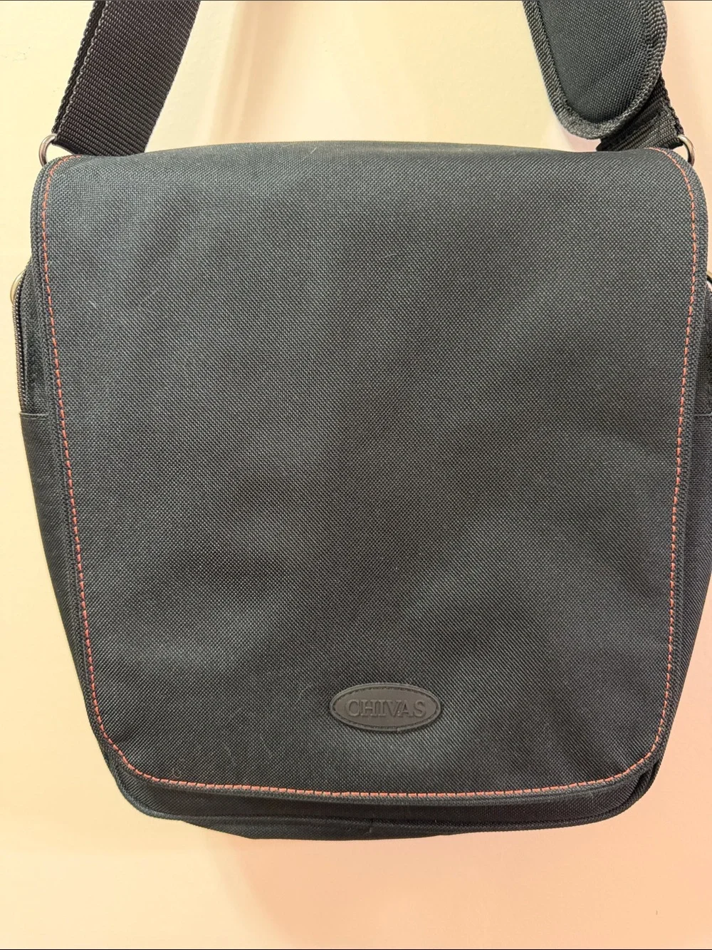 Chivas. Black Canvas Men's Crossbody Messenger Bag. NWOT. 12”X12”